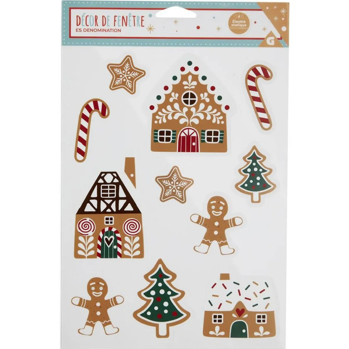 Décoration fenêtre Noël électrostatique pain d'épice-Gifi New