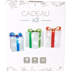 Décoration électrique en forme de cadeau 36 LED Ø18 cm x3-Gifi