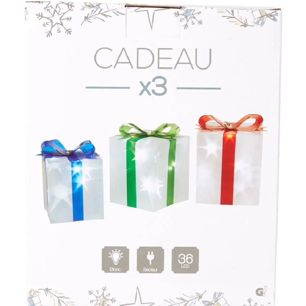 Décoration électrique en forme de cadeau 36 LED Ø18 cm x3-Gifi