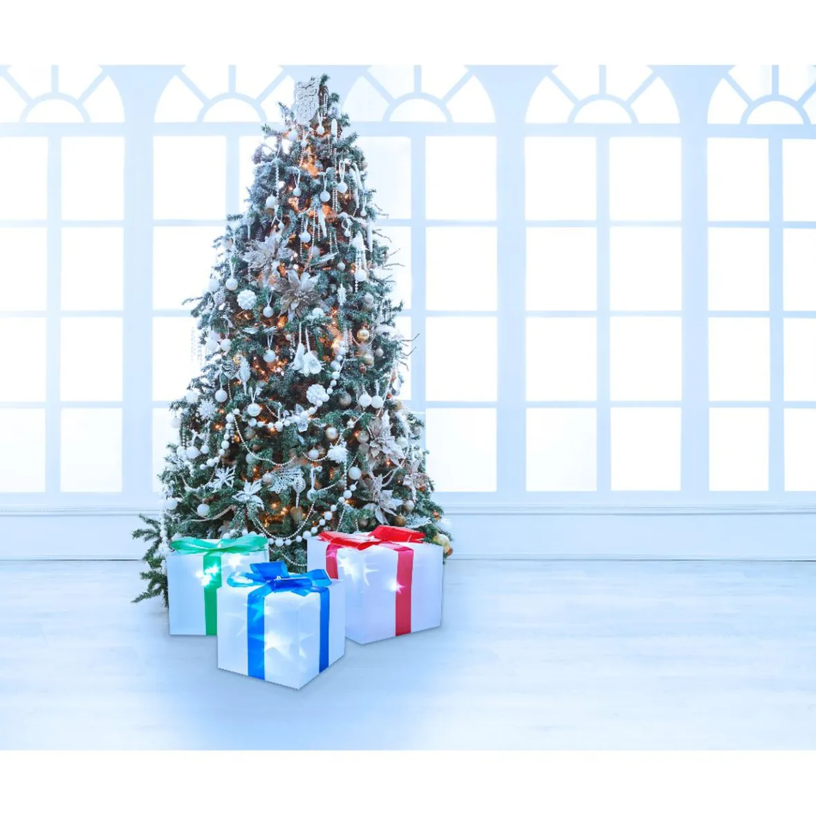 Décoration électrique en forme de cadeau 36 LED Ø18 cm x3-Gifi