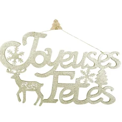 Décoration murale Joyeuses Fêtes pailleté doré-Gifi Hot