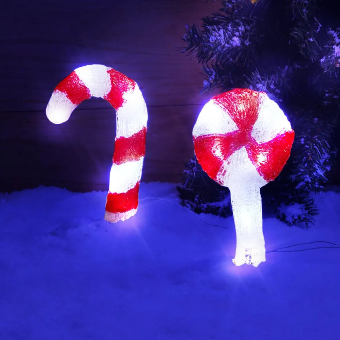 Décoration Noël sucre d'orge à planter LED H27cm-Gifi New