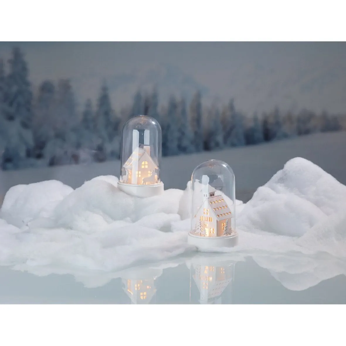 Décoration sous cloche blanche 3 LED-Gifi