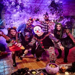 Déguisement adulte clown ensanglanté damier Halloween-Gifi Outlet