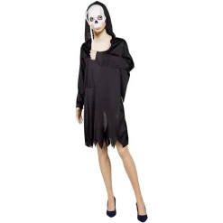 Déguisement adulte Halloween squelette robe et masque à tenir Taille M-Gifi Hot
