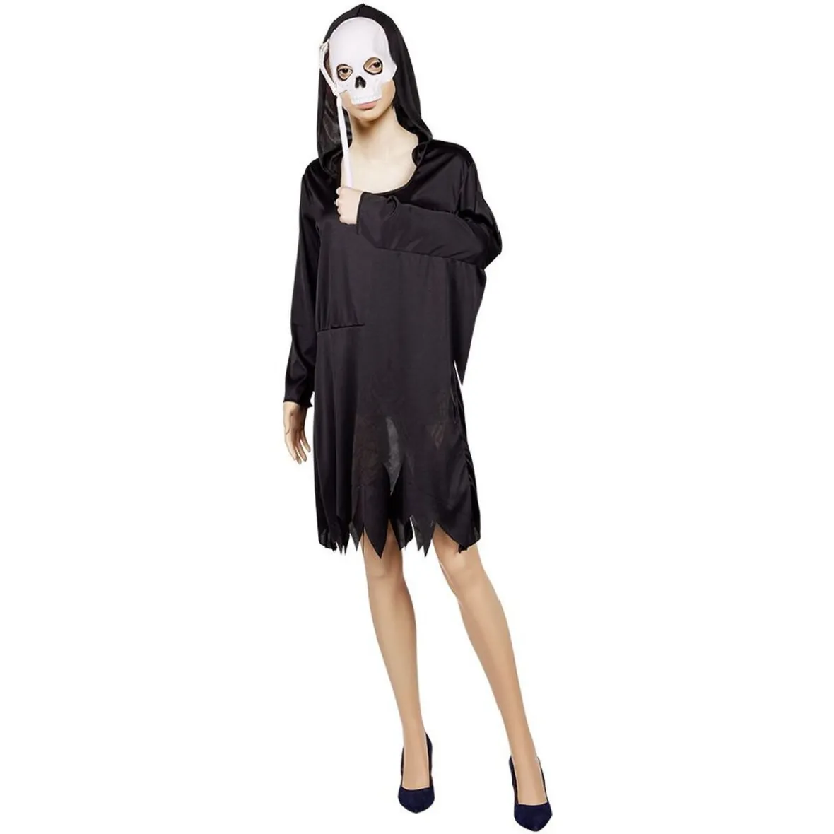 Déguisement adulte Halloween squelette robe et masque à tenir Taille L-Gifi