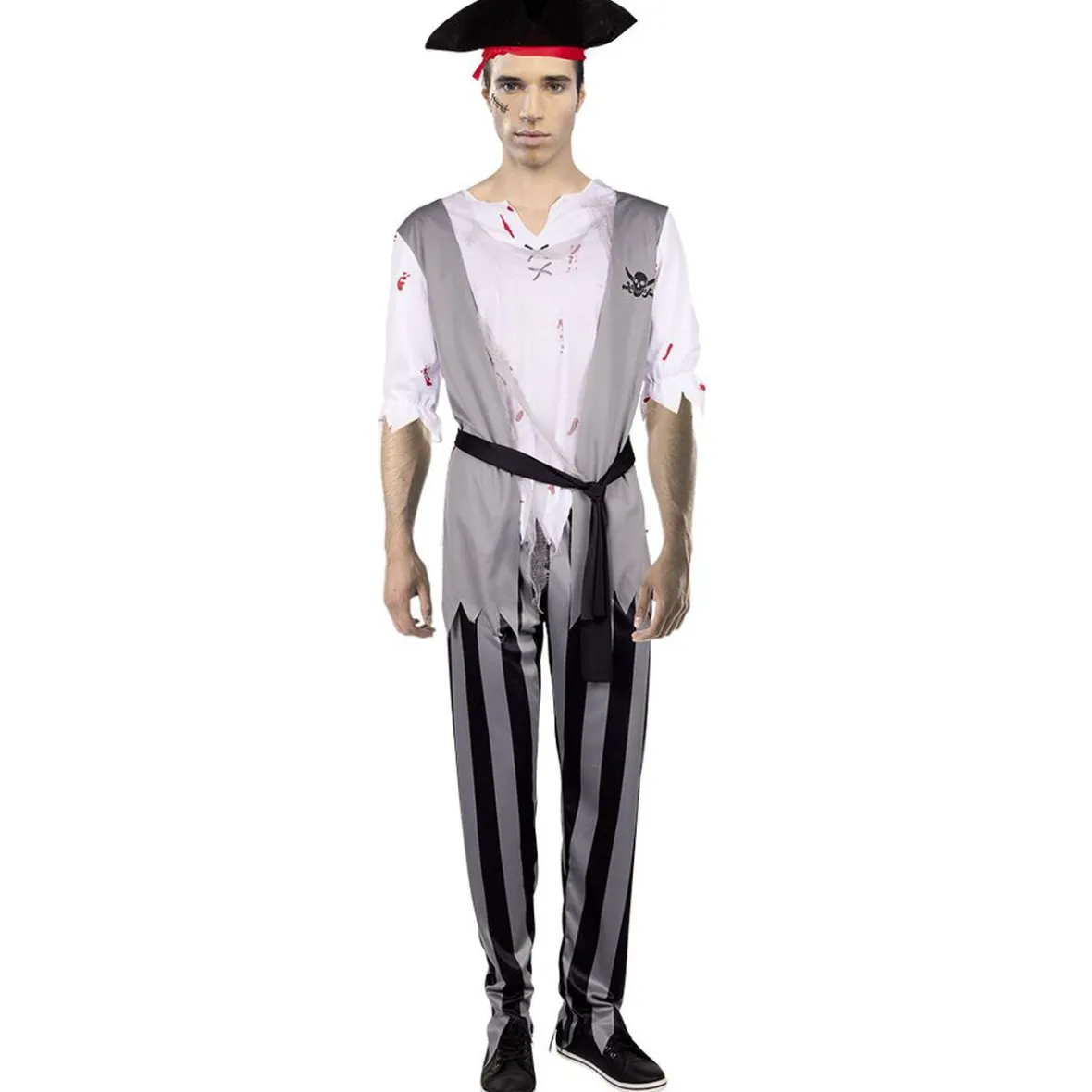 Déguisement adulte Halloween pirate tshirt pantalon Taille M/L-Gifi Outlet