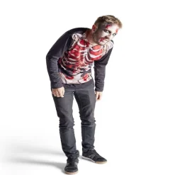 Déguisement adulte Halloween zombie trompe-l'oeil tshirt -Taille unique-Gifi Outlet