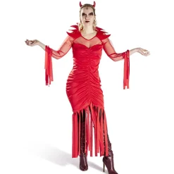 Déguisement adulte Halloween diablesse robe serre-tête rouge - Taille M-Gifi New