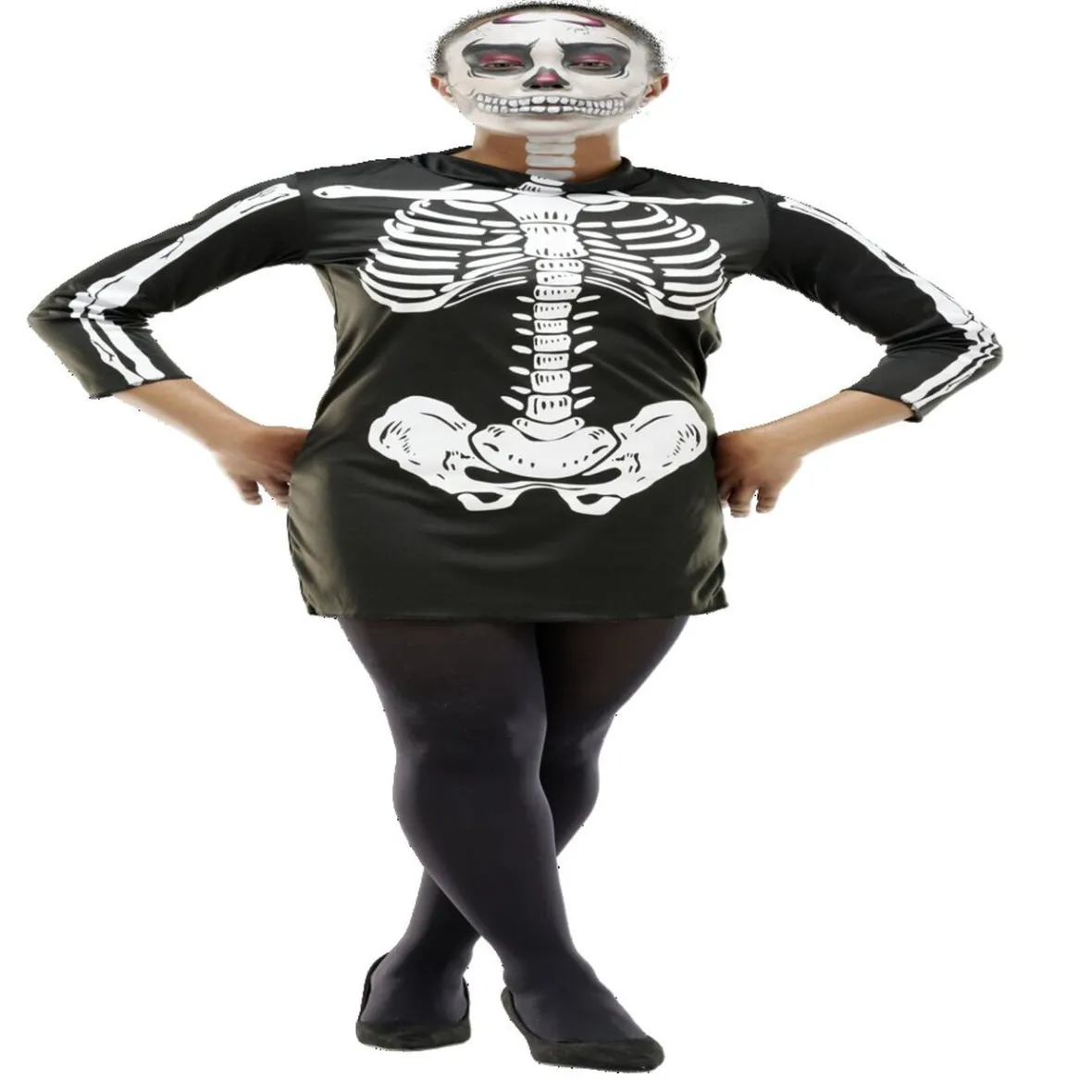 Déguisement adulte Halloween squelette tunique noir et blanc - Taille L-Gifi Clearance