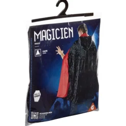 Déguisement adulte magicien cape noir et rouge - Taille unique-Gifi New
