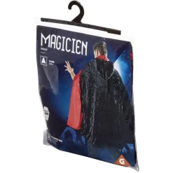 Déguisement adulte magicien cape noir et rouge - Taille unique-Gifi New