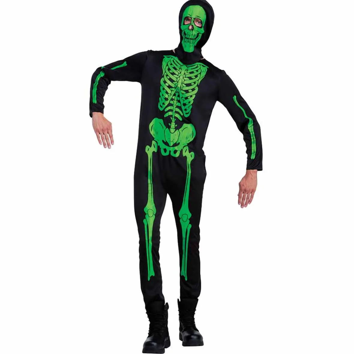 Déguisement adulte squelette vert phosphorescent Halloween-Gifi New