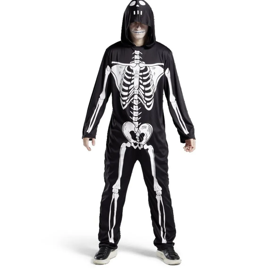 Déguisement adulte squelette combinaison et capuche taille S-Gifi New