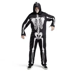 Déguisement adulte squelette combinaison et capuche taille S-Gifi New