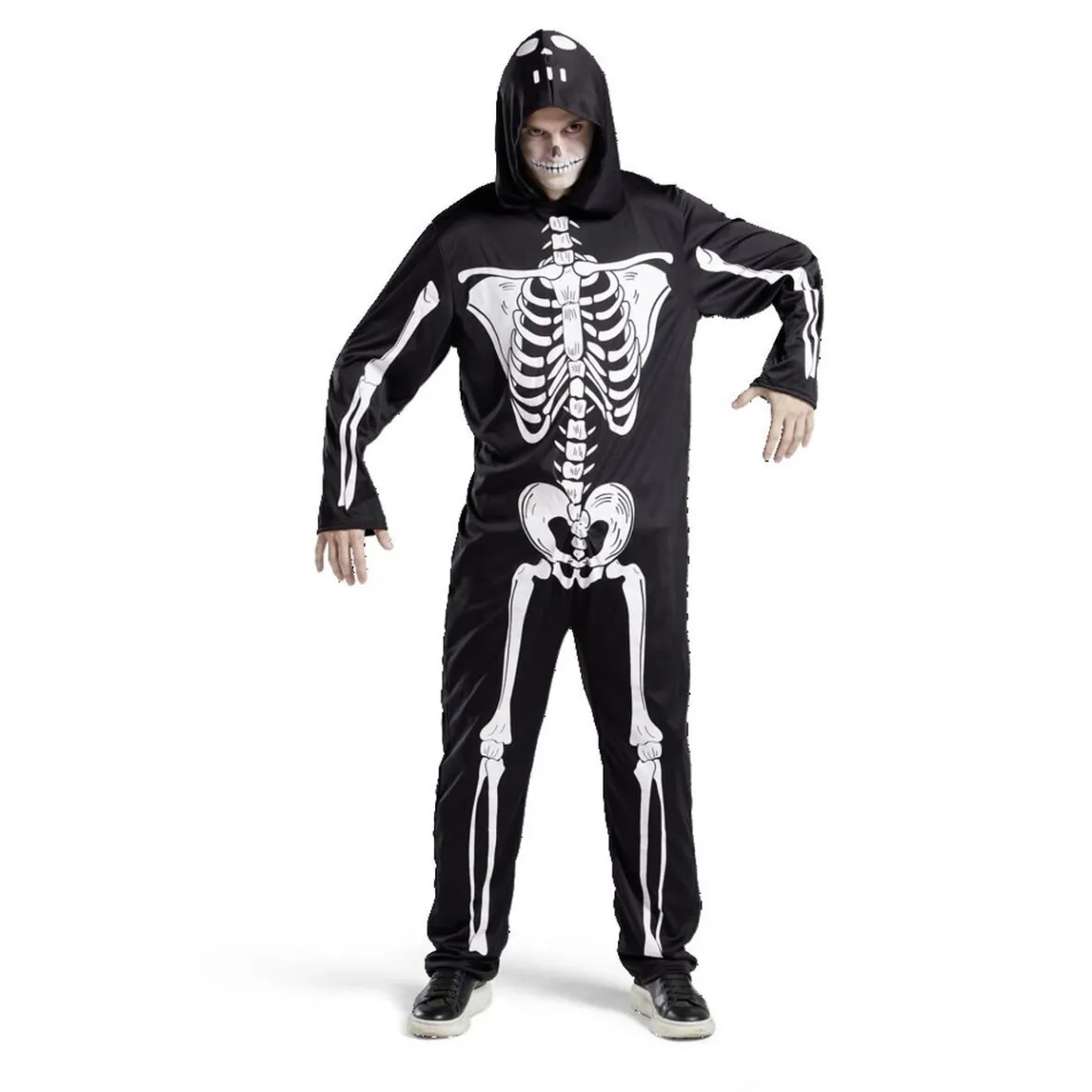 Déguisement adulte squelette combinaison et capuche taille S-Gifi New