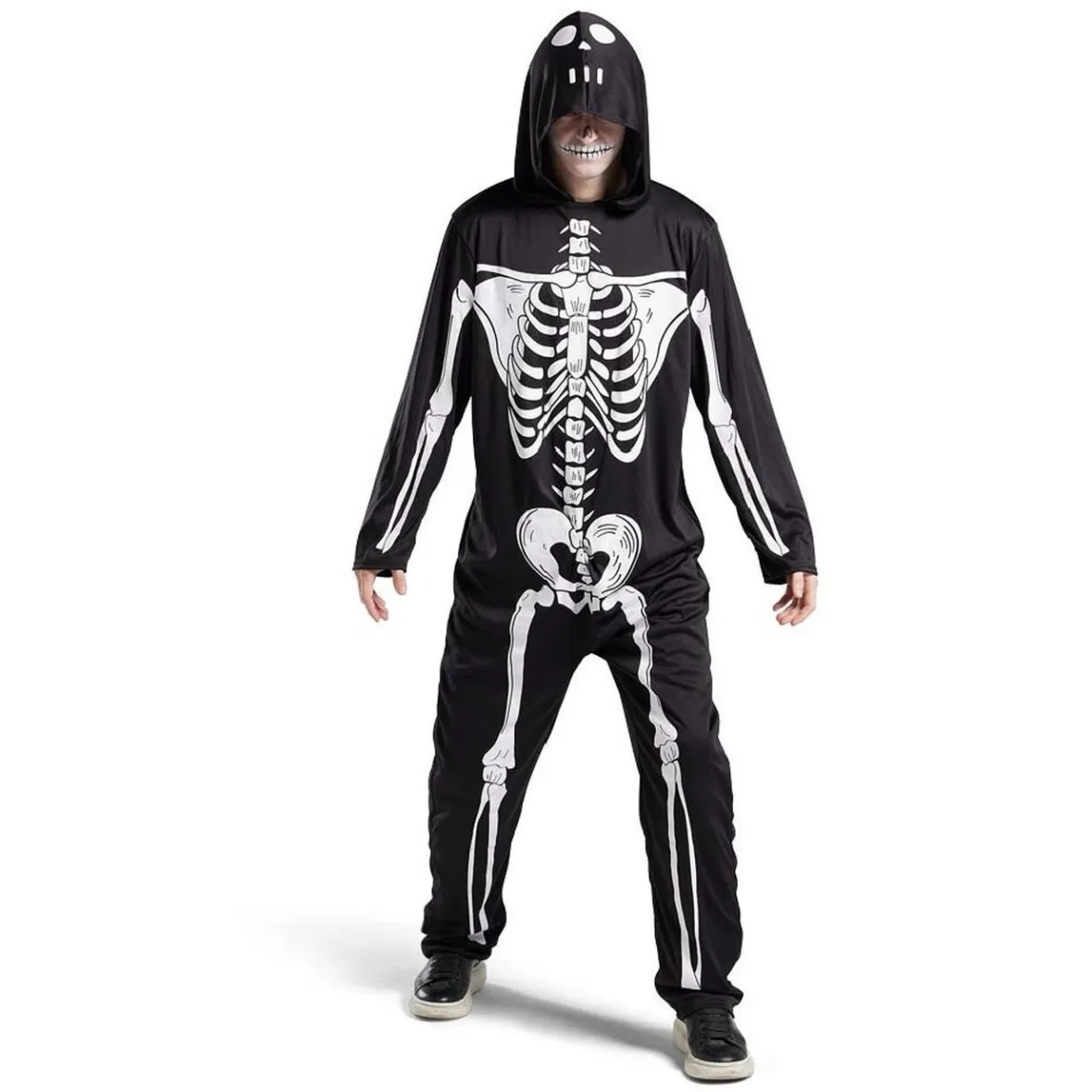Déguisement adulte squelette combinaison et capuche taille M/L-Gifi Outlet