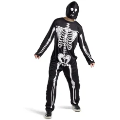 Déguisement adulte squelette combinaison et capuche taille M/L-Gifi Outlet