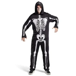 Déguisement adulte squelette combinaison et capuche taille M/L-Gifi Outlet