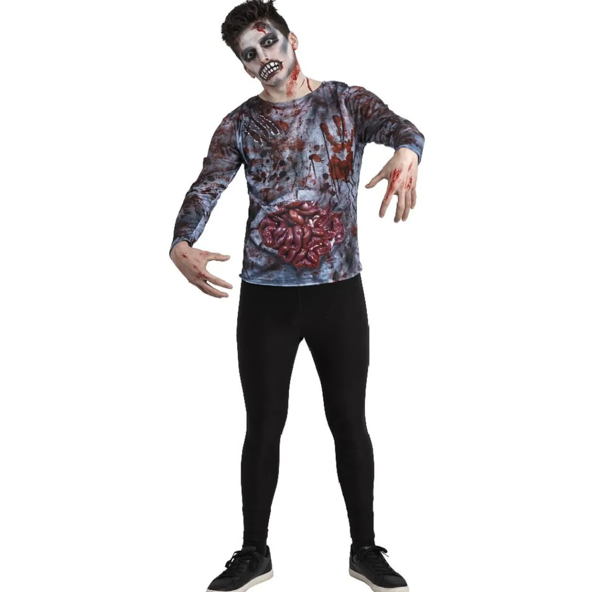 Déguisement adulte t-shirt imprimé ZombieHalloween-Gifi Outlet