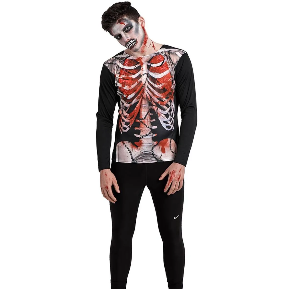 Déguisement adulte t-shirt imprimé ZombieHalloween-Gifi Outlet