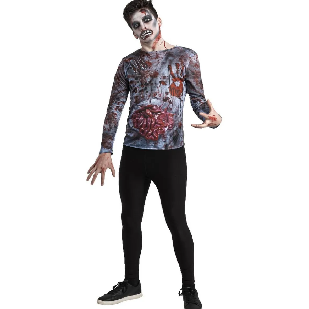 Déguisement adulte t-shirt imprimé ZombieHalloween-Gifi Outlet