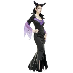 Déguisement adulteHalloween reine maléfique noir violet taille M-Gifi New