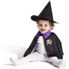 Déguisement bébé Halloween petit sorcier cape et chapeau noir violet-Gifi