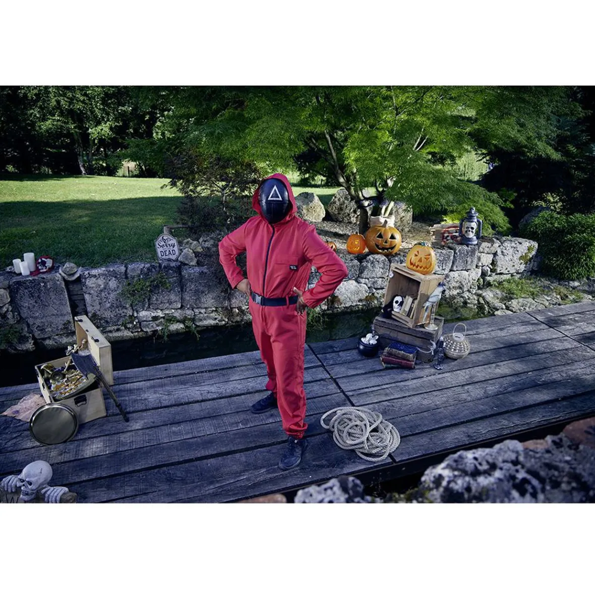 Déguisement combinaison Squid Game rouge Taille S-Gifi Outlet