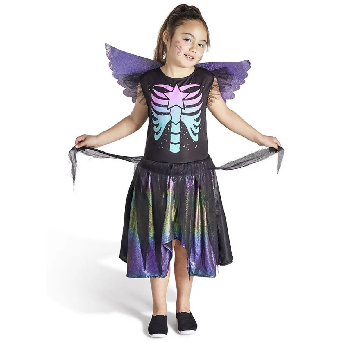 Déguisement enfant fée squelette robe et ailes multicolore 4/6ans-Gifi Discount
