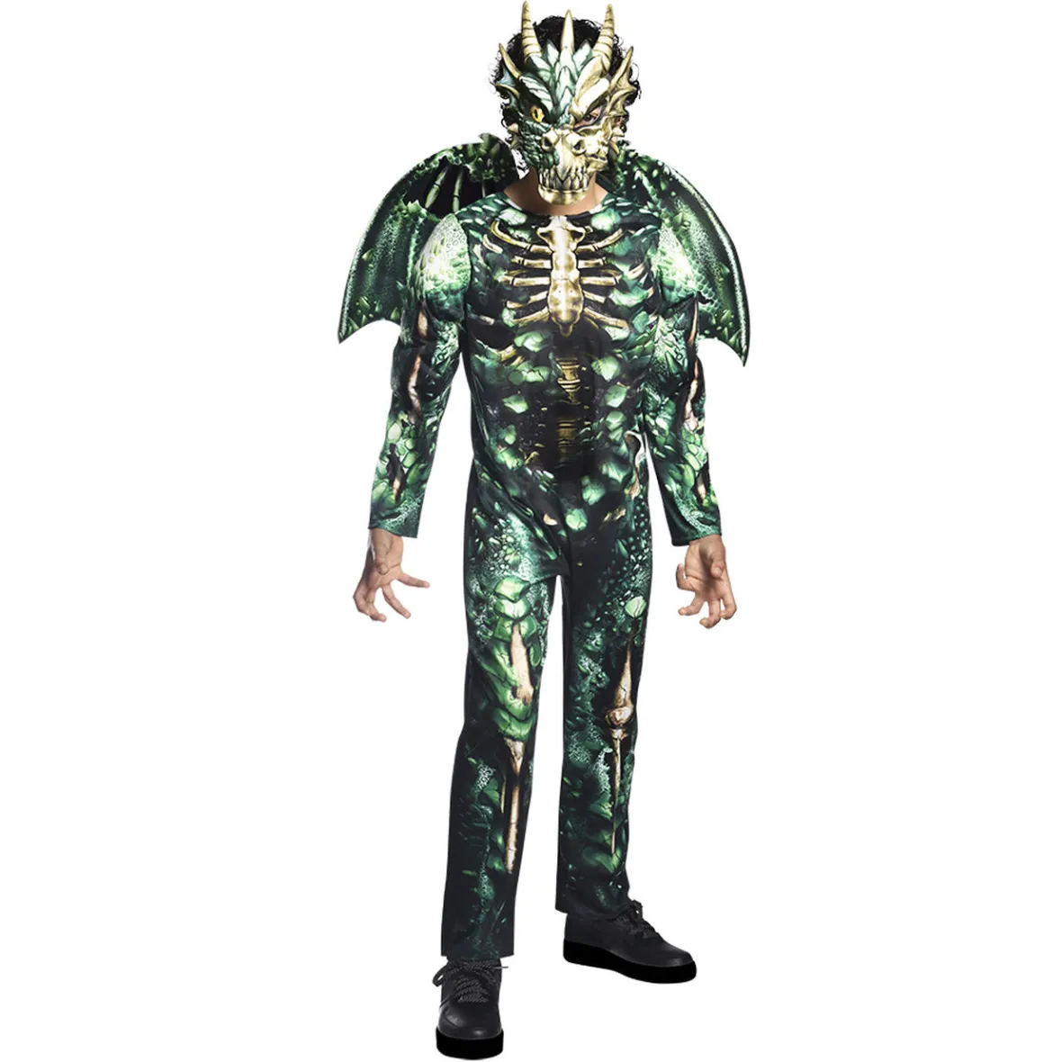 Déguisement enfant Halloween dragon squelette vert 7/10 ans-Gifi