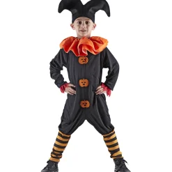 Déguisement enfant Halloween bouffon noir et orange 4/6 ans-Gifi Online