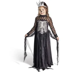 Déguisement enfant Halloween reine squelette noir et blanc 7/10ans-Gifi Discount