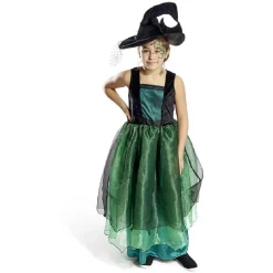 Déguisement enfant Halloween sorcière robe chapeau noir vert 11/14ans-Gifi Outlet