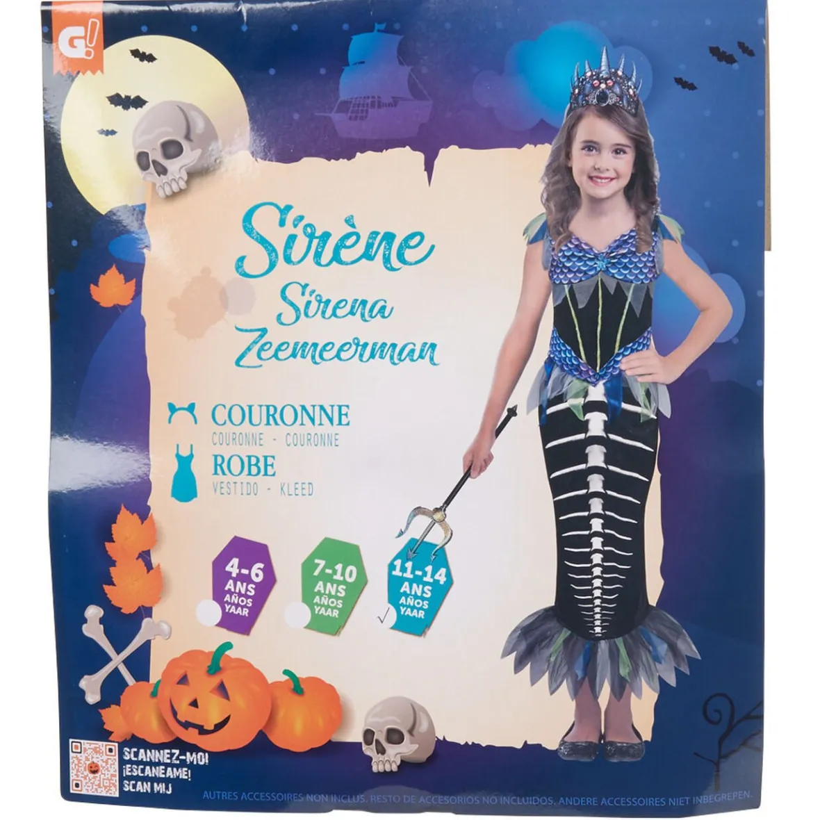 Déguisement enfant sirène squelette Halloween 11/14 ans-Gifi Discount