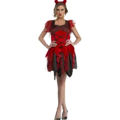 Déguisement femme diablesse Halloween rouge noir taille M-Gifi Sale