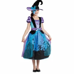 Déguisement fille Halloween sorcière bleu et noir 7/10 ans-Gifi Clearance