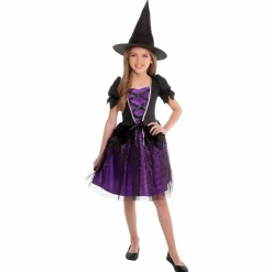 Déguisement fille Halloween sorcière noir et violet 7/10 ans-Gifi New