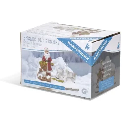 Enclos à rennes avec Père Noël rouge et blanc en résine-Gifi Outlet