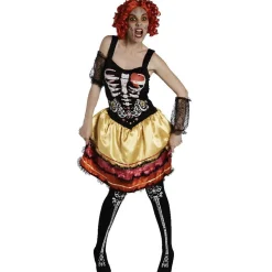 Ensemble déguisement robe cancan jour des morts multicolore femme-Gifi Best