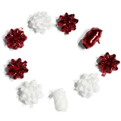 Ensemble papier cadeau Noël 2m x4 avec noeud x7 ruban x3 rouge et blanc-Gifi Outlet
