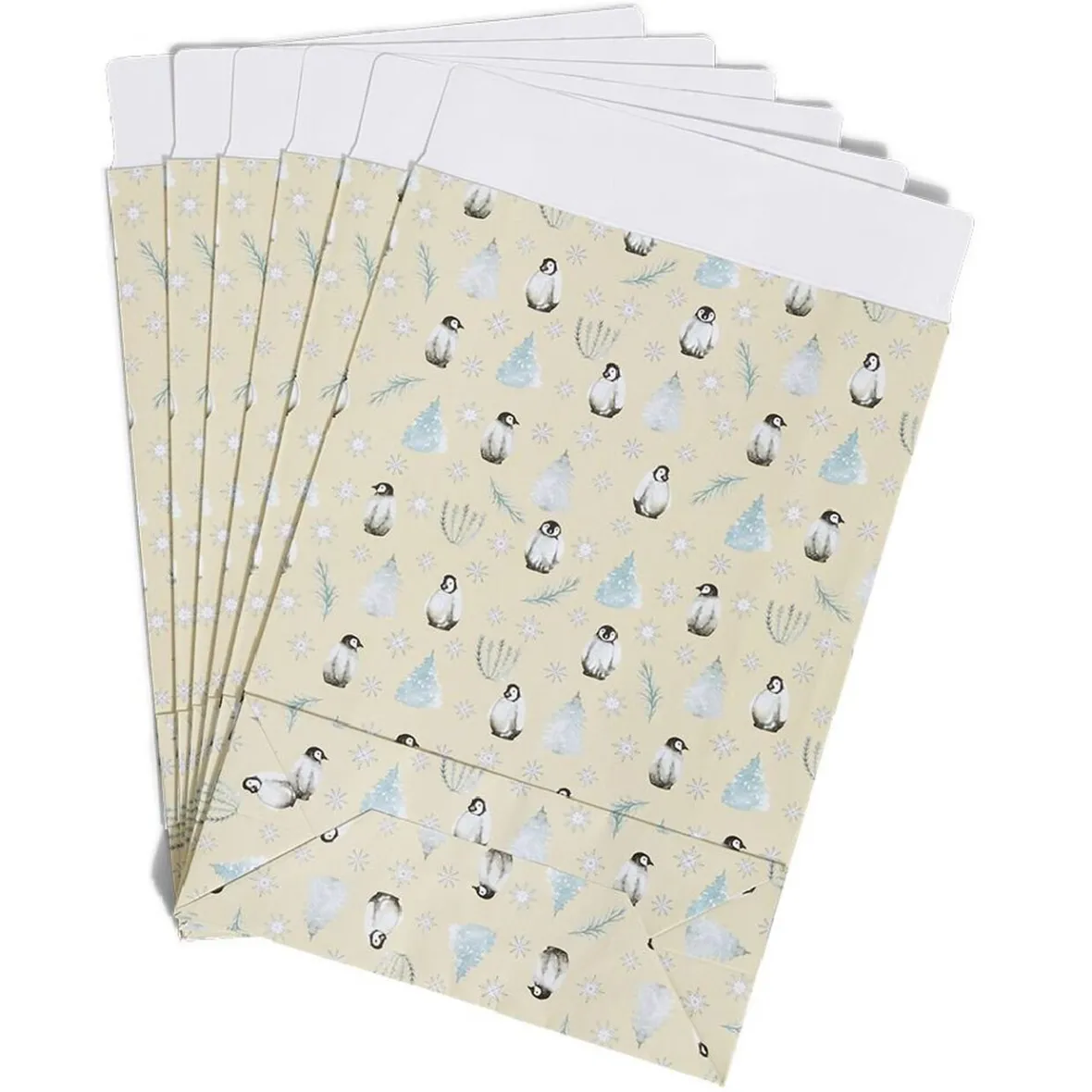 Enveloppe cadeau papier Noël motif pingouin x6 - 20x8xH28cm-Gifi