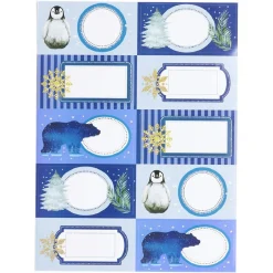 Etiquette cadeau autocollante Noël motif polaire 4x8cm x10-Gifi