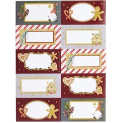 Etiquette cadeau autocollante Noël motif biscuit pain d'épices 4x8cm x10-Gifi Clearance