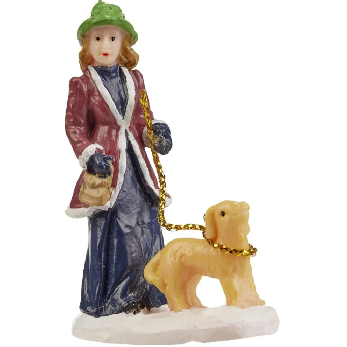 Figurine de Noël Personnage avec chien pour village miniature-Gifi Online