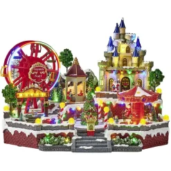 Fête foraine lumineuse animée musicale 58LED carrousel village de Noël-Gifi Online