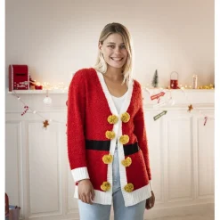 Gilet de Noël rouge adulte - Taille unique-Gifi
