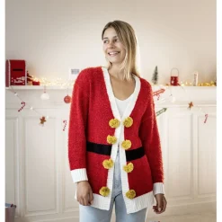 Gilet de Noël rouge adulte - Taille unique-Gifi