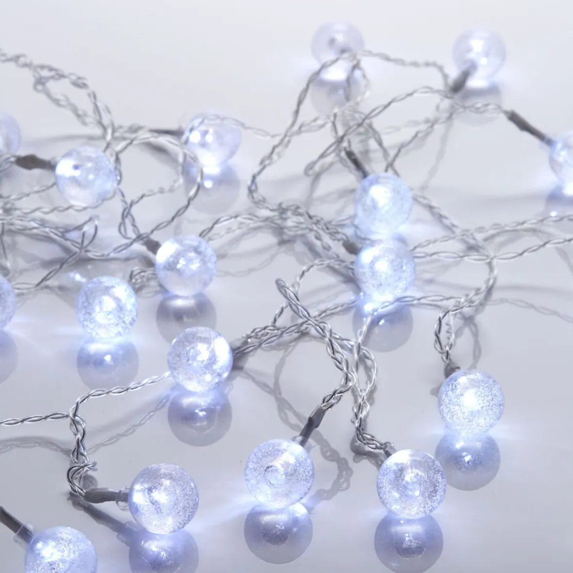 Guirlande boules lumineuses solaire blanc froid clignotant fixe 5,8 m-Gifi Best