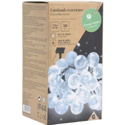 Guirlande boules lumineuses solaire blanc froid clignotant fixe 5,8 m-Gifi Best